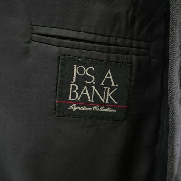 Jos A Bank Wool Blazer 44L Gray Herringbone 2 Button Tagged 46L - Picture 8 of 12